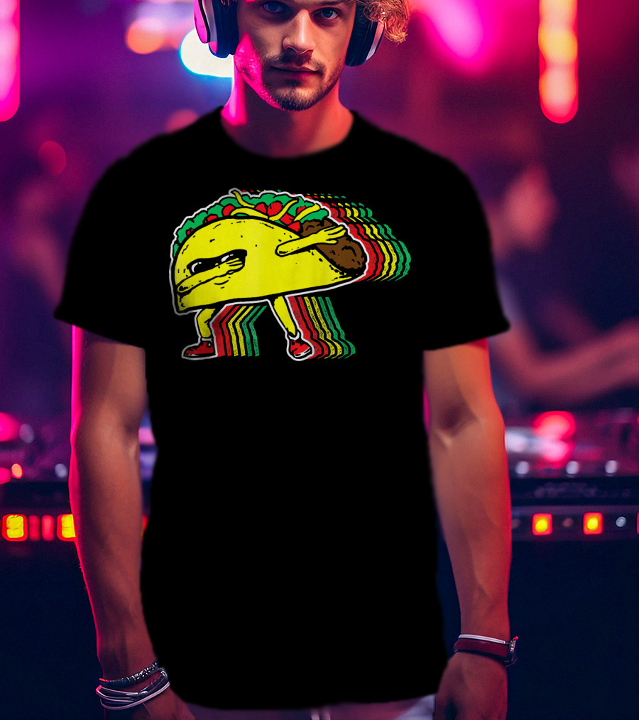 Dabbing Taco With Retro Multicolor Vibe T-Shirt