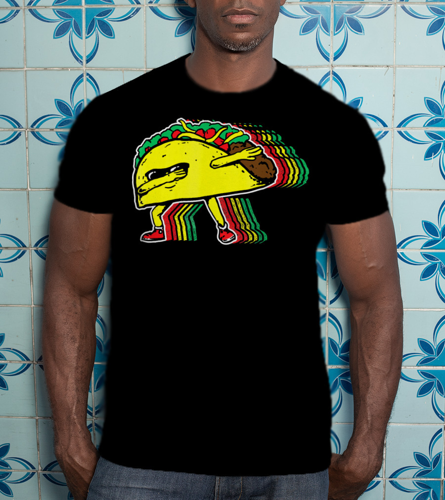 Dabbing Taco With Retro Multicolor Vibe T-Shirt