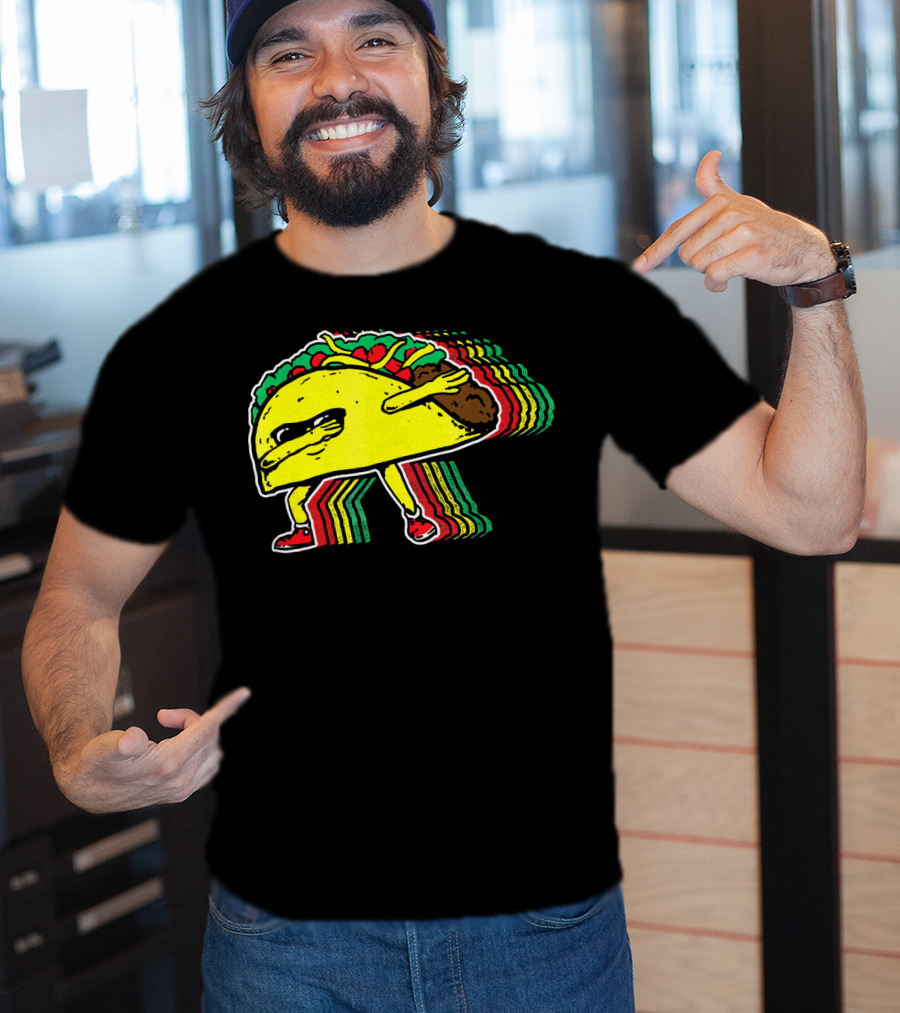 Dabbing Taco With Retro Multicolor Vibe T-Shirt