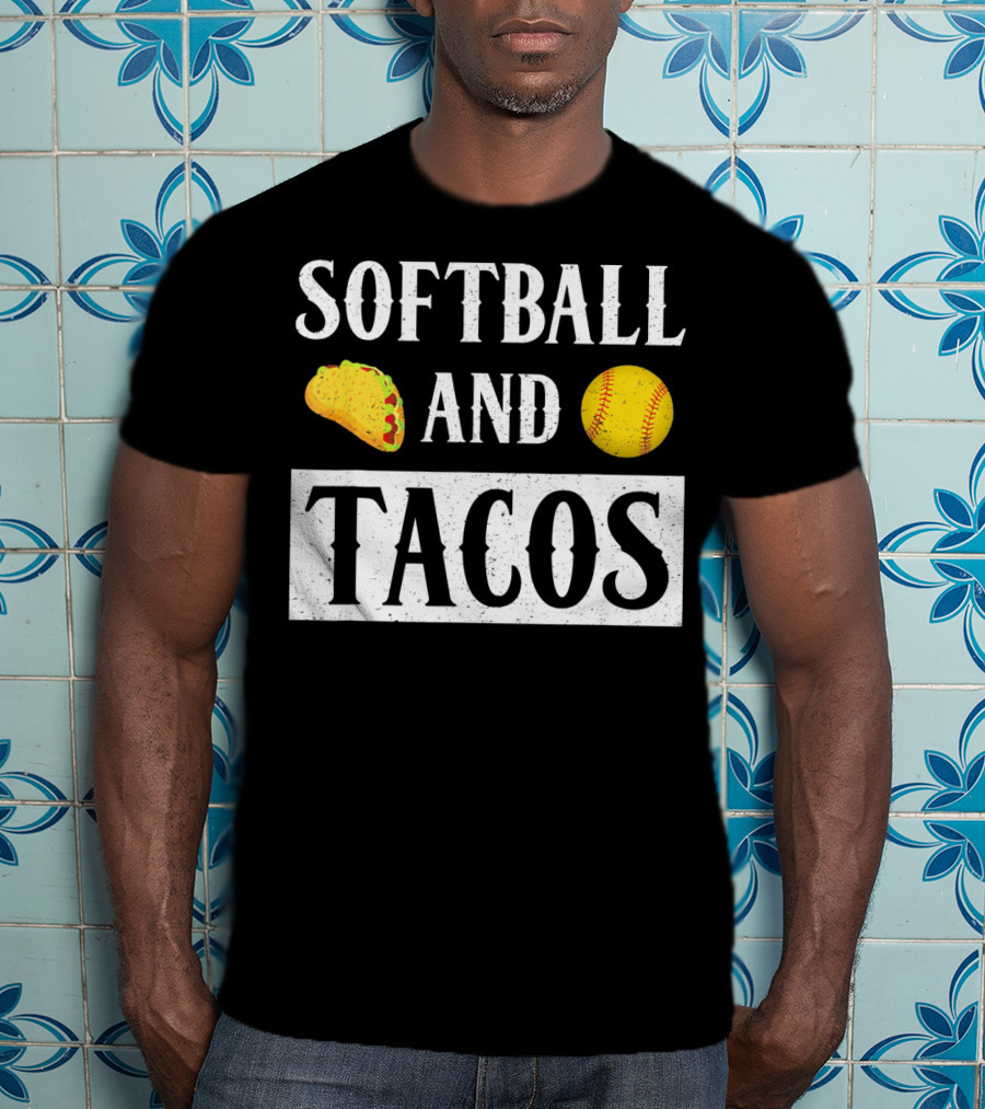 Softball And Tacos With Taco And Softball Icons T-Shirt