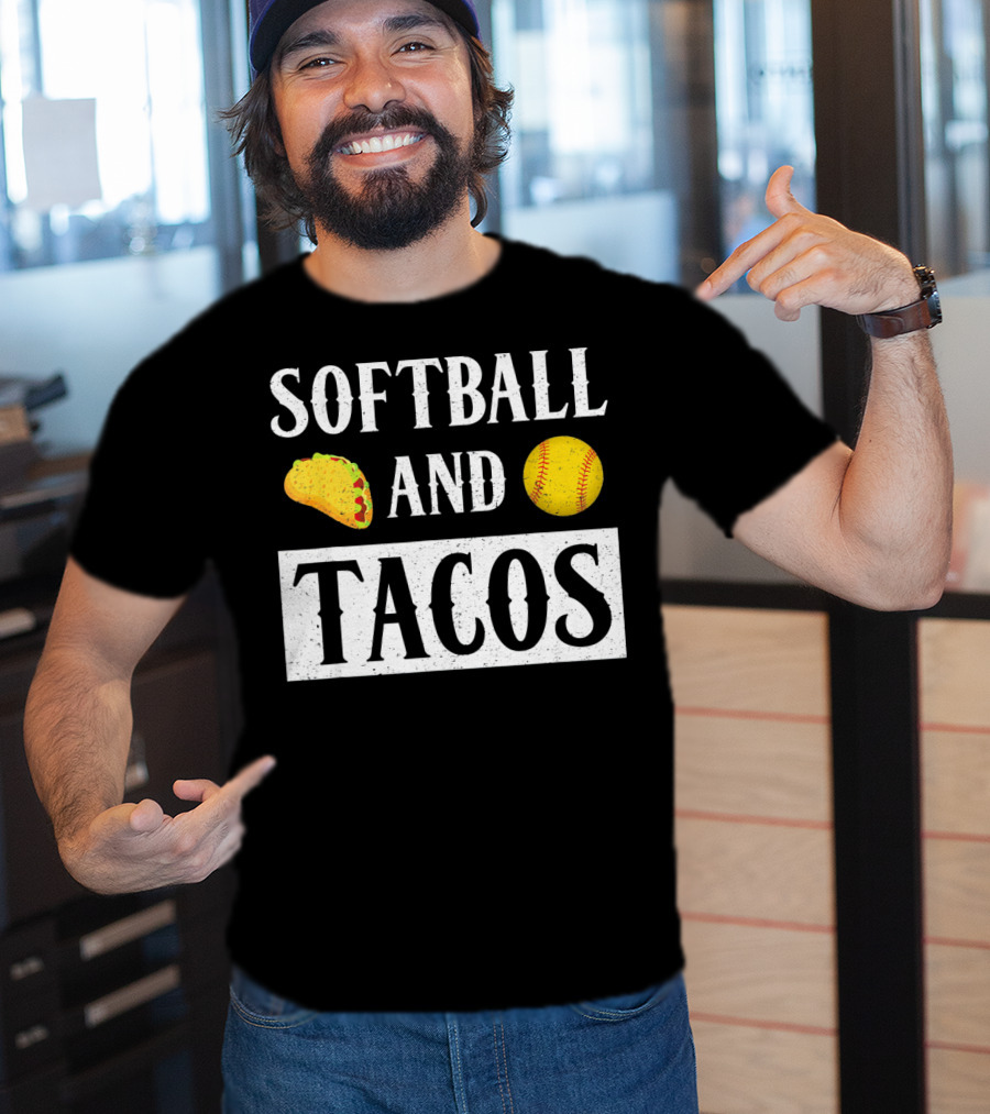 Softball And Tacos With Taco And Softball Icons T-Shirt