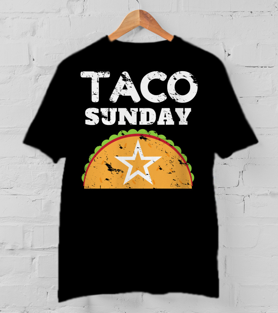 Taco Sunday With Star Inside Crunchy Shell Ribbed Edge T-Shirt