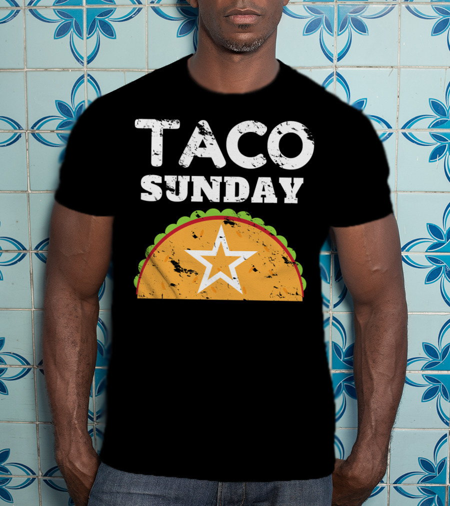 Taco Sunday With Star Inside Crunchy Shell Ribbed Edge T-Shirt
