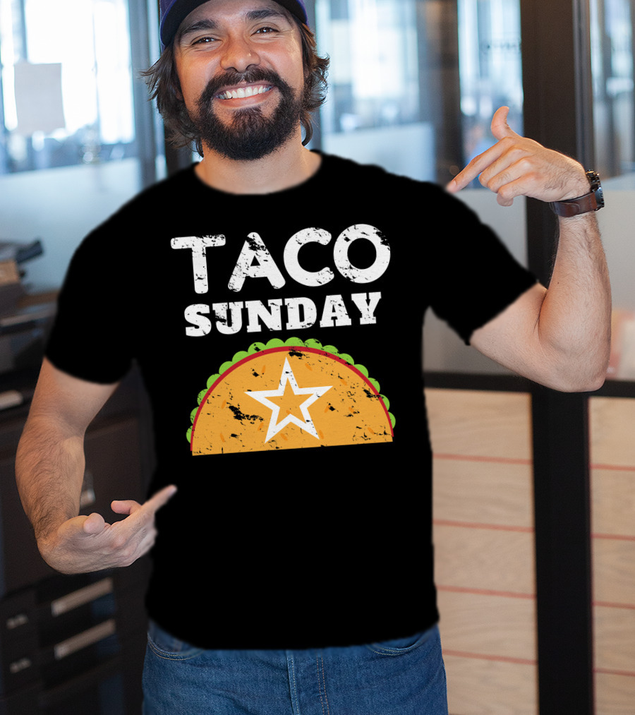 Taco Sunday With Star Inside Crunchy Shell Ribbed Edge T-Shirt