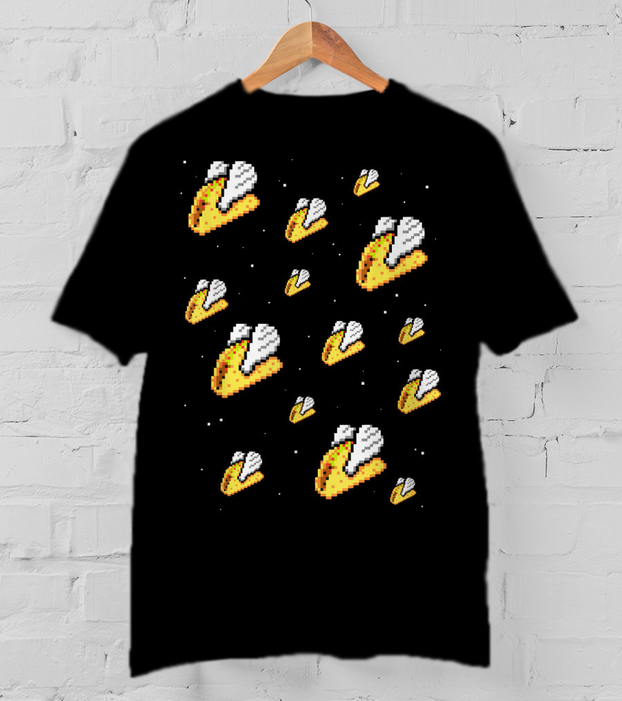 Shirt.Woot Flying Tacos Pixelated Space Adventure T-Shirt