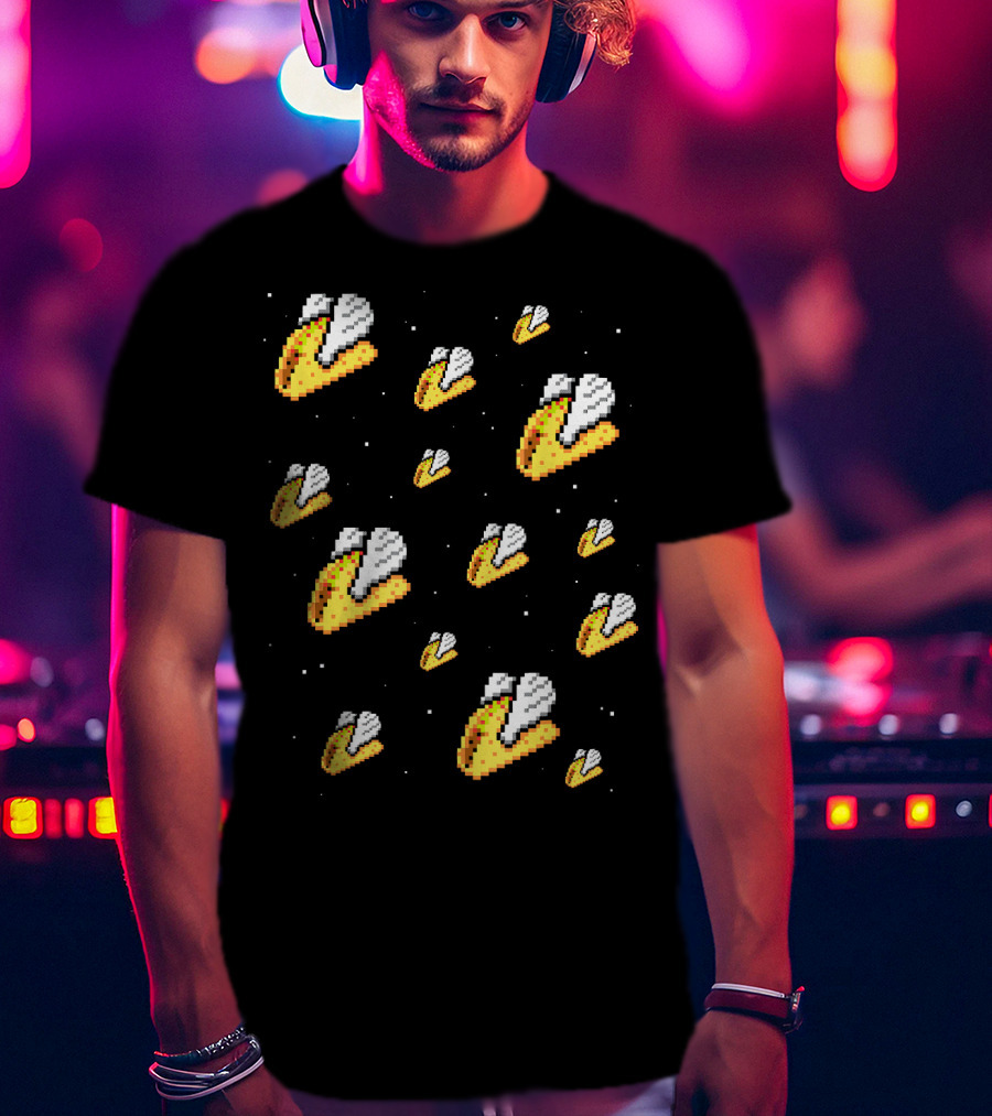 Shirt.Woot Flying Tacos Pixelated Space Adventure T-Shirt