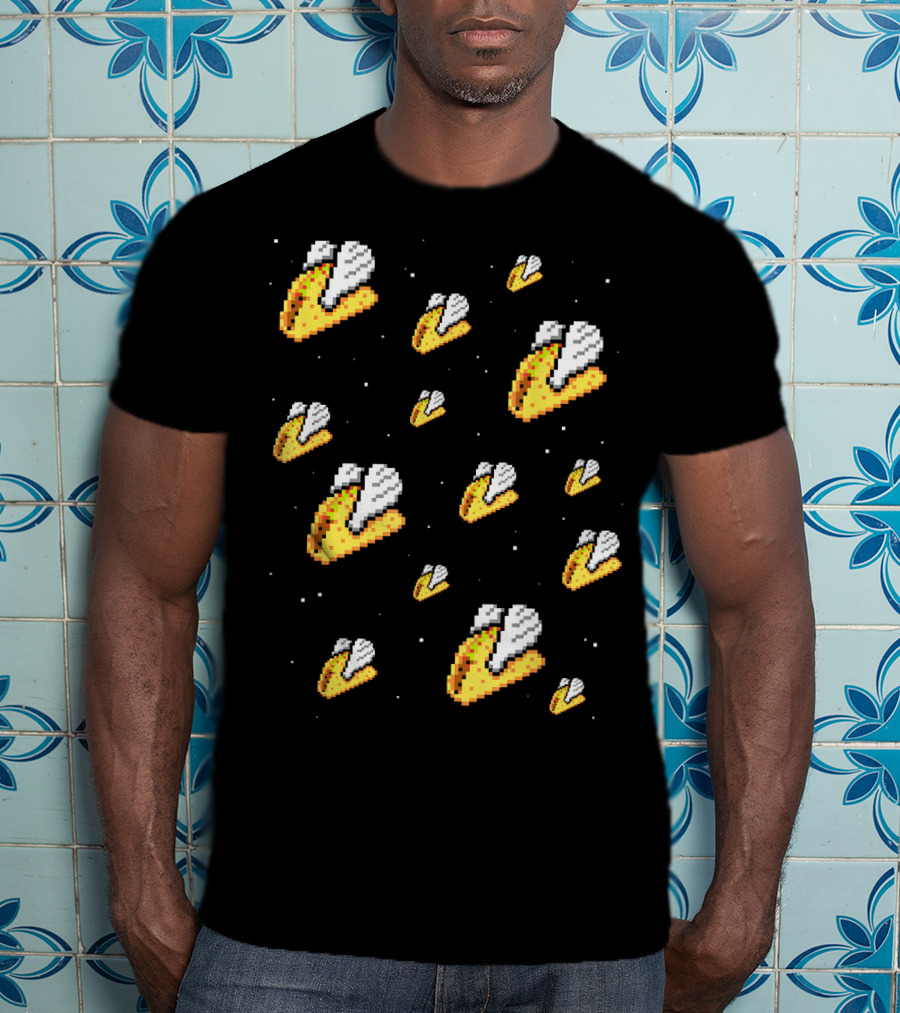 Shirt.Woot Flying Tacos Pixelated Space Adventure T-Shirt