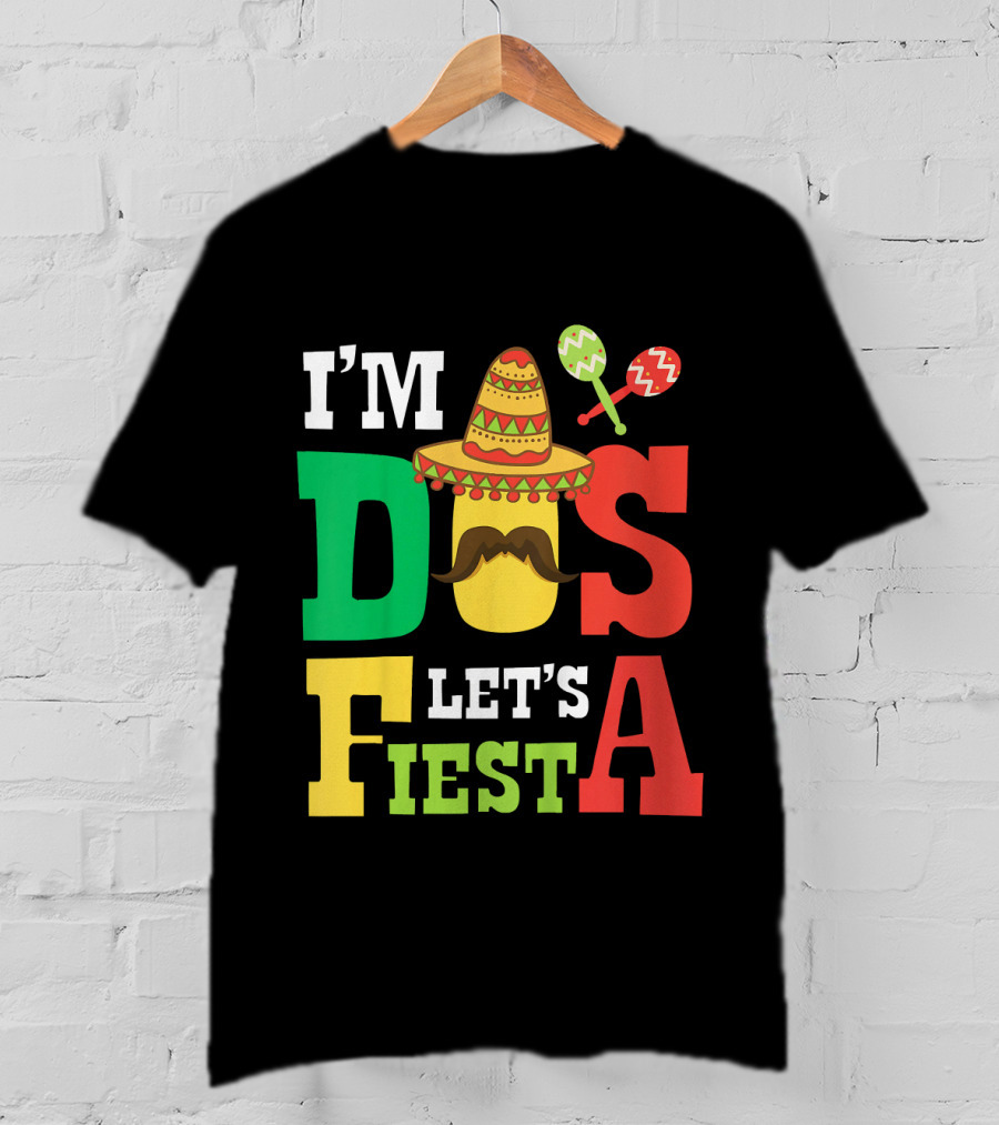 I'm Dos Let's Fiesta 2nd Birthday Taco Hat Maracas T-Shirt