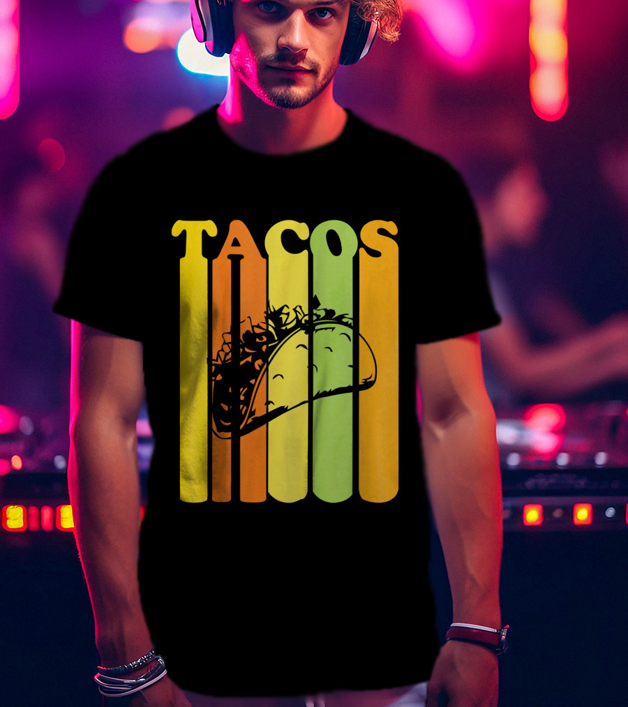 Tacos Retro Vintage Stripes Kids Novelty T-Shirt