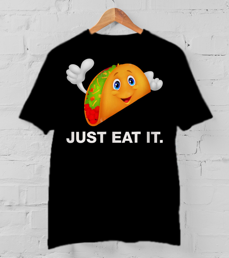 Just Eat It Taco Cartoon Emoji With Hands T-Shirt