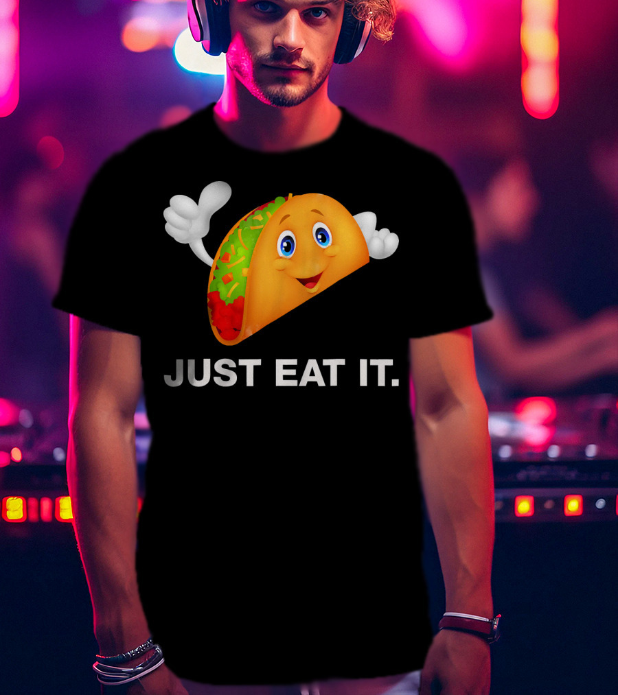 Just Eat It Taco Cartoon Emoji With Hands T-Shirt