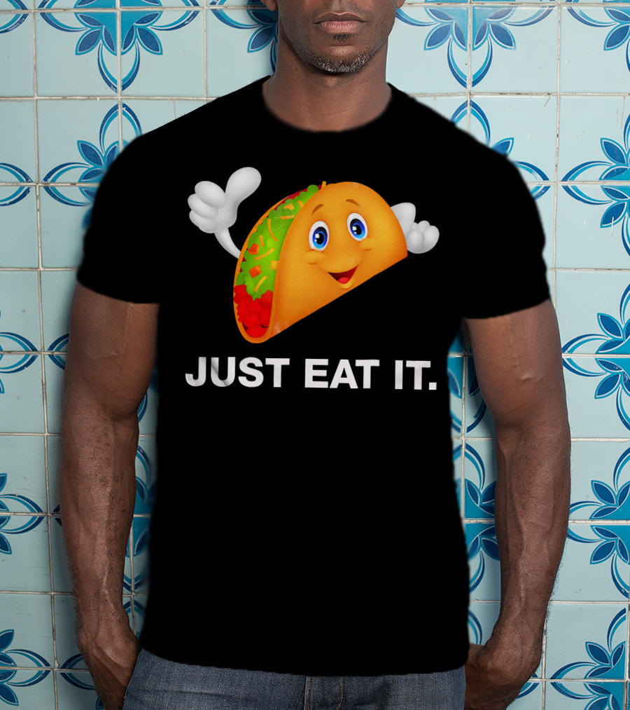 Just Eat It Taco Cartoon Emoji With Hands T-Shirt
