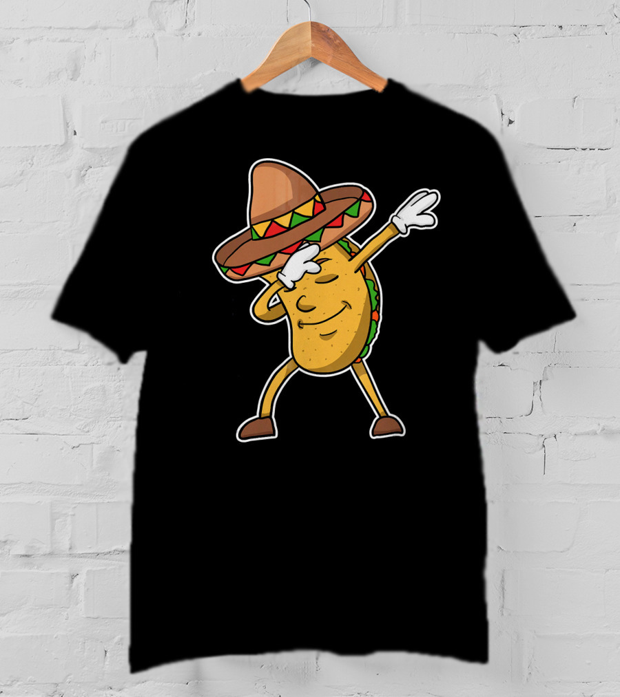 Dabbing Taco With Sombrero Funny Dab Dance T-Shirt