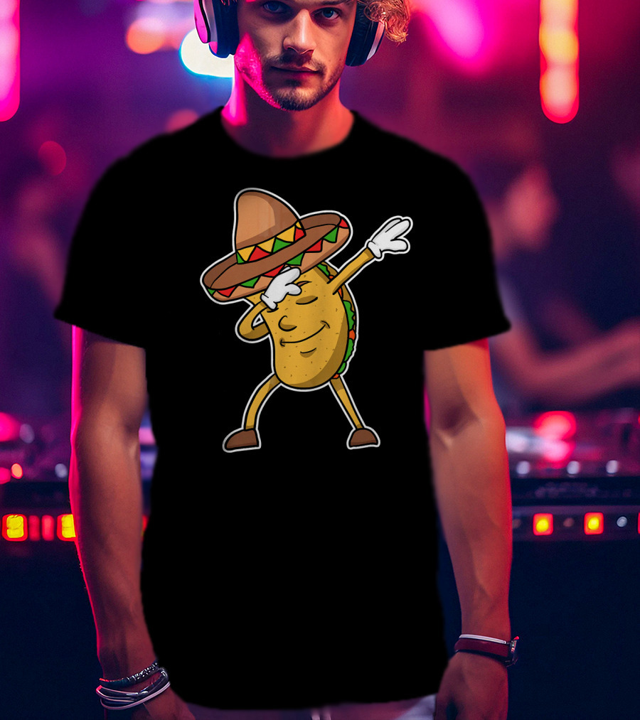 Dabbing Taco With Sombrero Funny Dab Dance T-Shirt