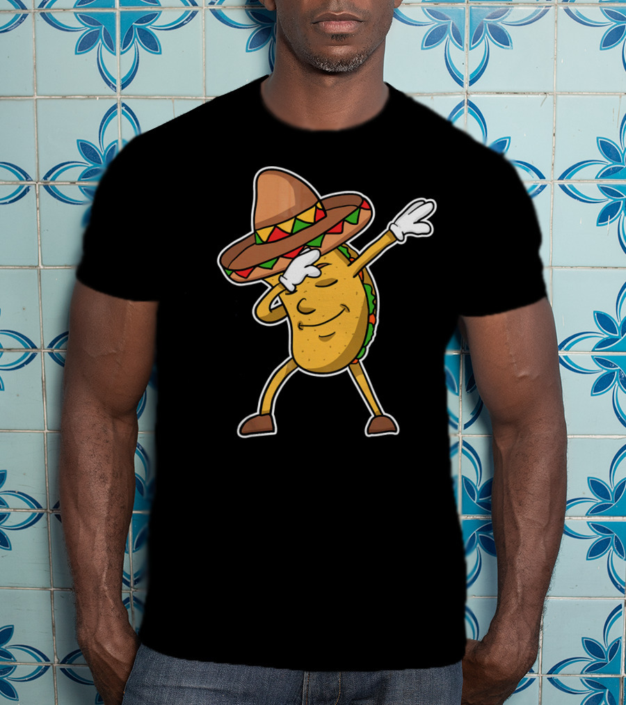 Dabbing Taco With Sombrero Funny Dab Dance T-Shirt
