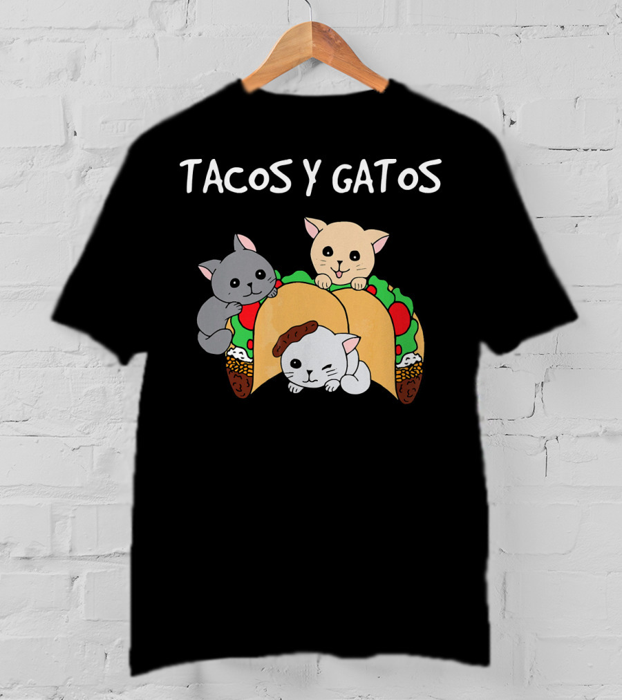 Tacos Y Gatos Cute Funny Cats In Tacos T-Shirt