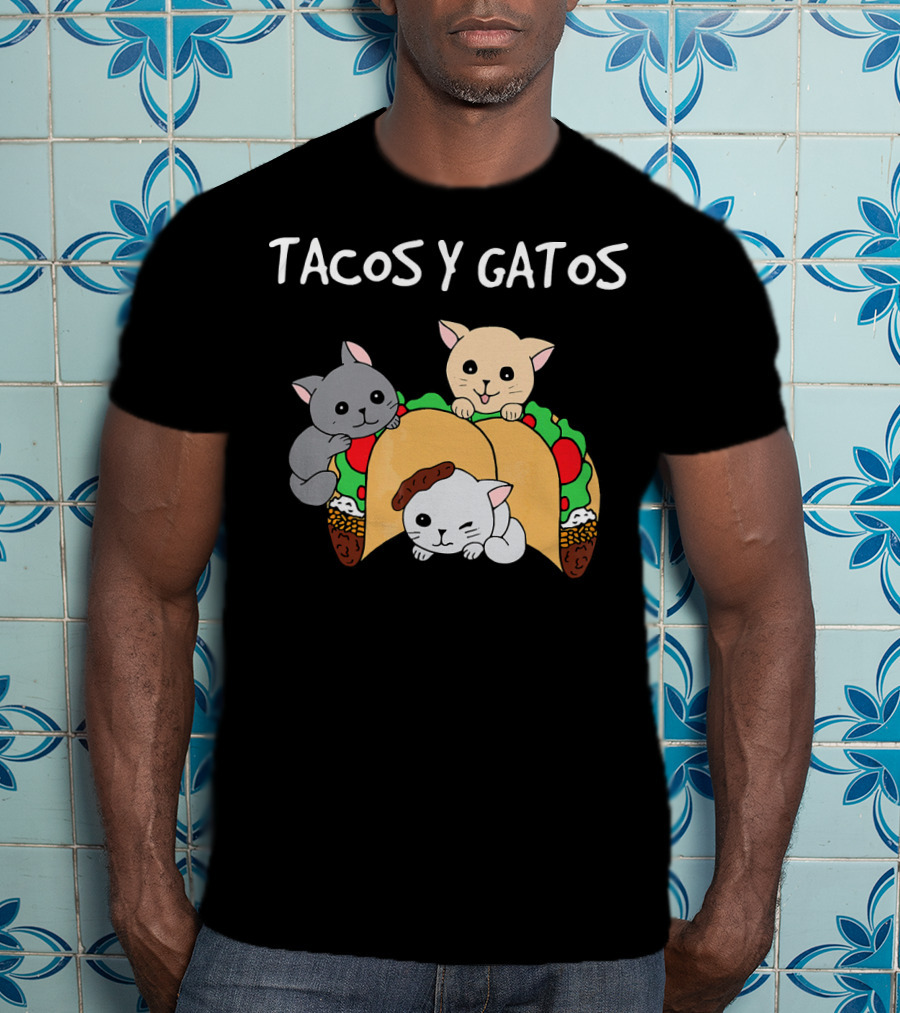 Tacos Y Gatos Cute Funny Cats In Tacos T-Shirt