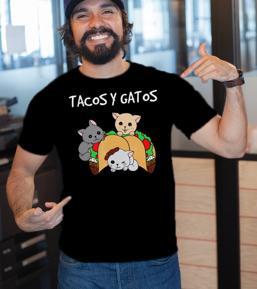 Tacos Y Gatos Cute Funny Cats In Tacos T-Shirt