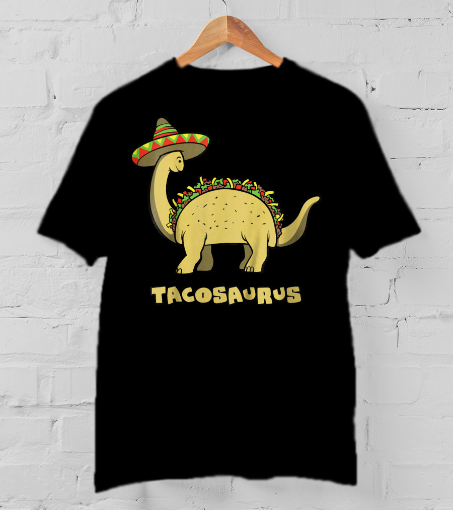 Kids Funny Tacosaurus Dinosaur With Sombrero Hat T-Shirt