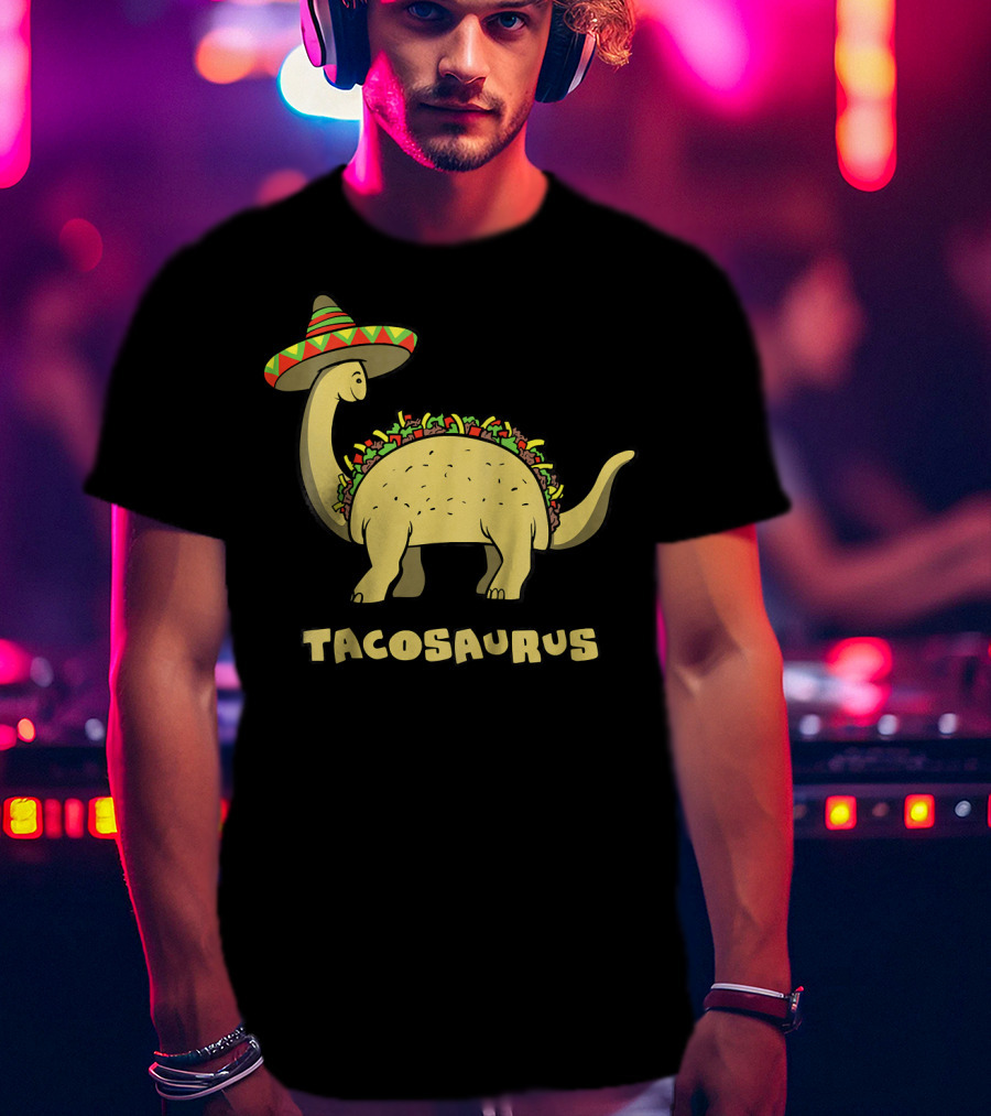 Kids Funny Tacosaurus Dinosaur With Sombrero Hat T-Shirt