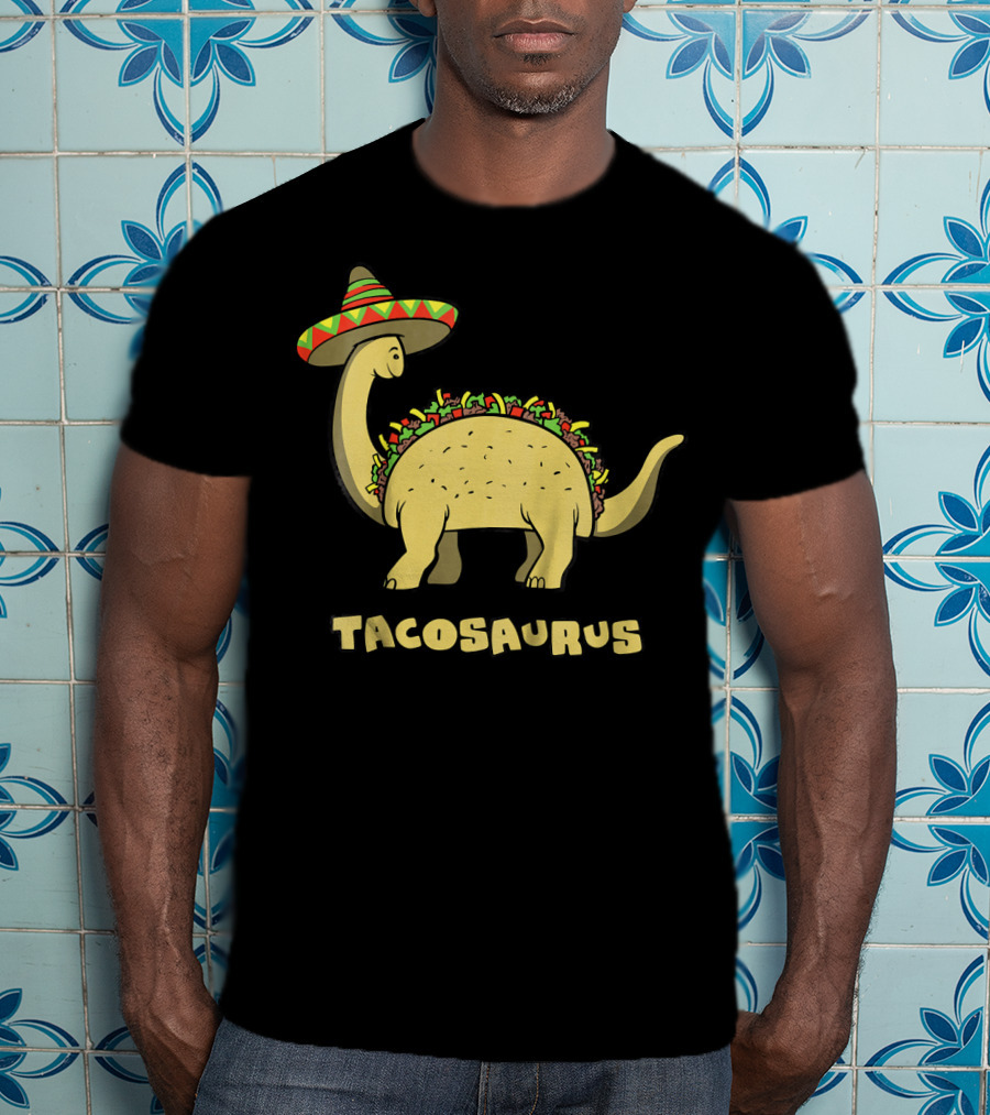 Kids Funny Tacosaurus Dinosaur With Sombrero Hat T-Shirt