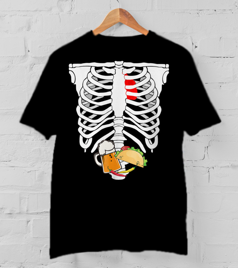 Skeleton X-Ray Taco Beer Unis T-Shirt