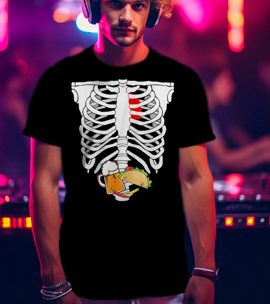 Skeleton X-Ray Taco Beer Unis T-Shirt