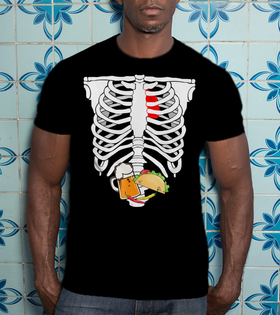 Skeleton X-Ray Taco Beer Unis T-Shirt