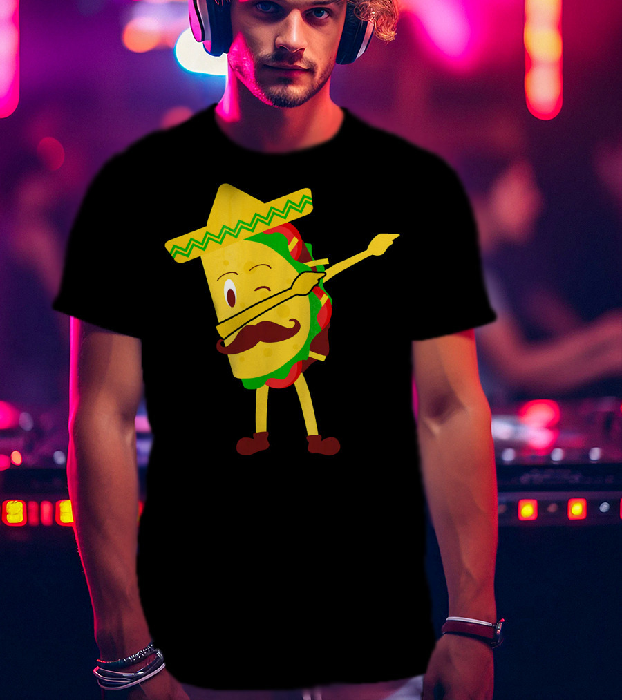 Taco Taco Lover Dabbing Sombrero Mustache T-Shirt