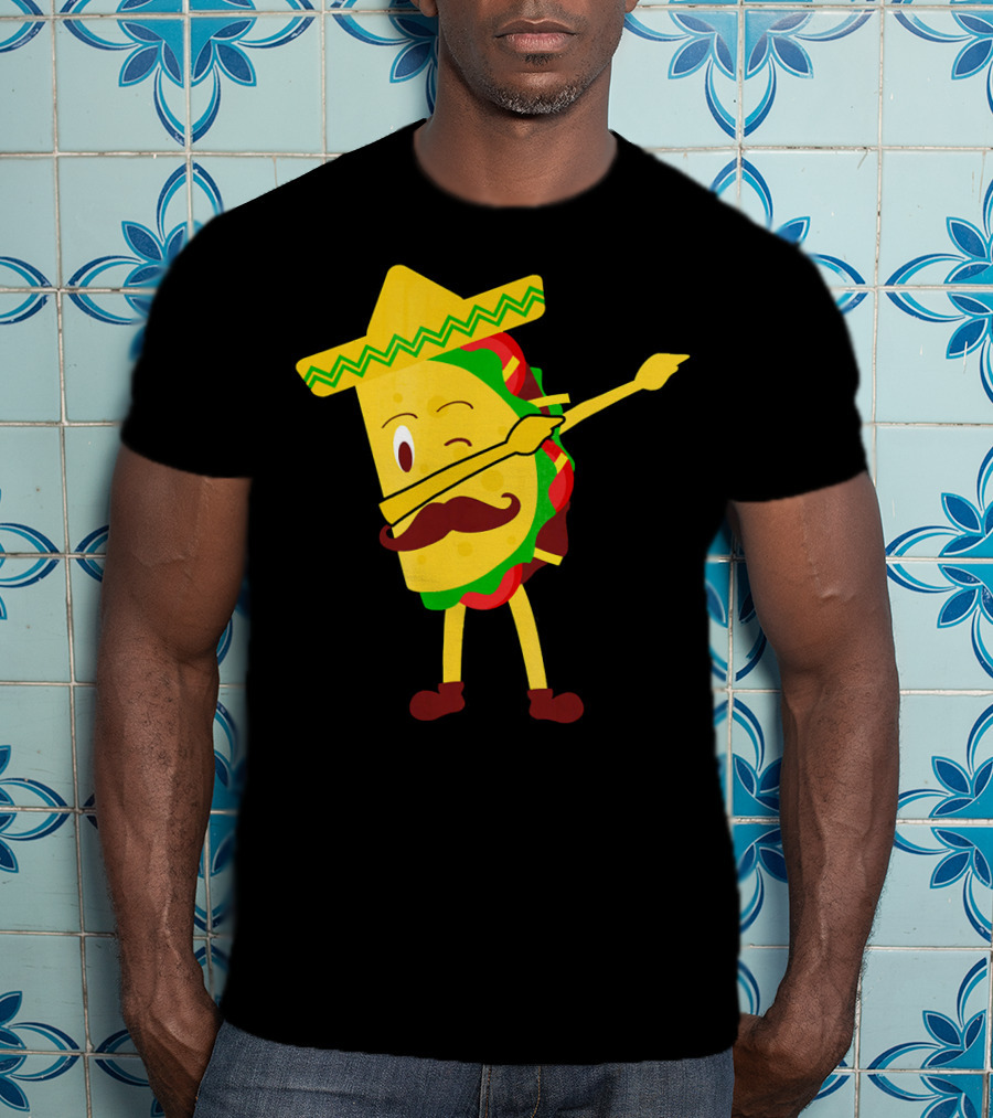 Taco Taco Lover Dabbing Sombrero Mustache T-Shirt