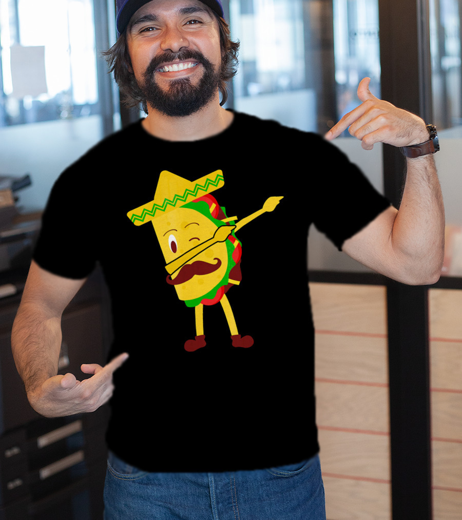 Taco Taco Lover Dabbing Sombrero Mustache T-Shirt