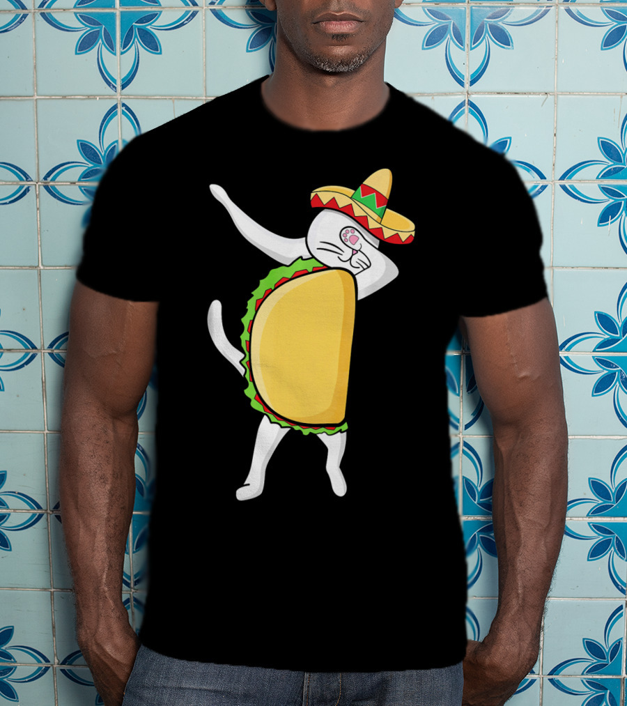 Dabbing Taco Cat Tacocat Cinco De Mayo Sombrero Fiesta T-Shirt