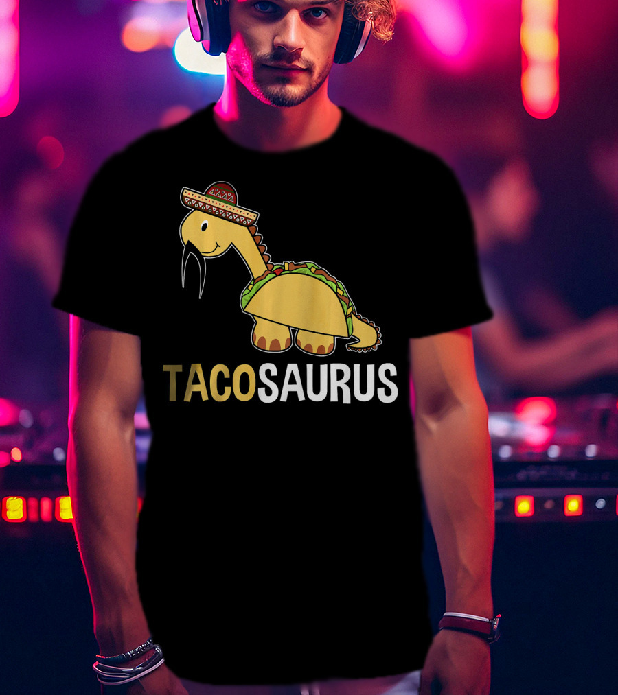 Tacosaurus Dinosaur Wearing Sombrero T-Shirt