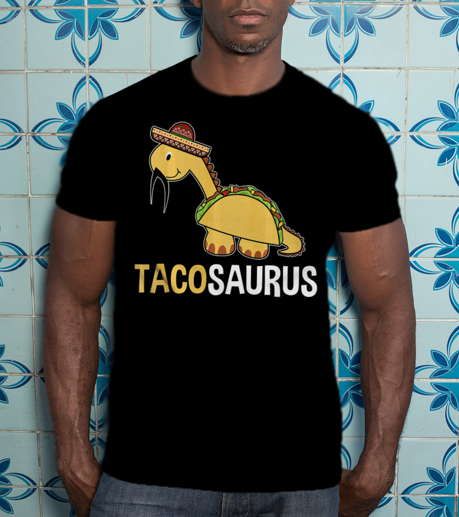 Tacosaurus Dinosaur Wearing Sombrero T-Shirt