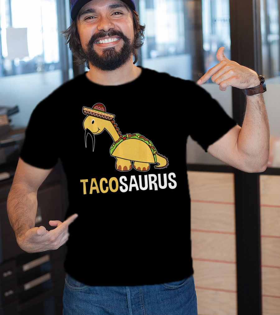 Tacosaurus Dinosaur Wearing Sombrero T-Shirt
