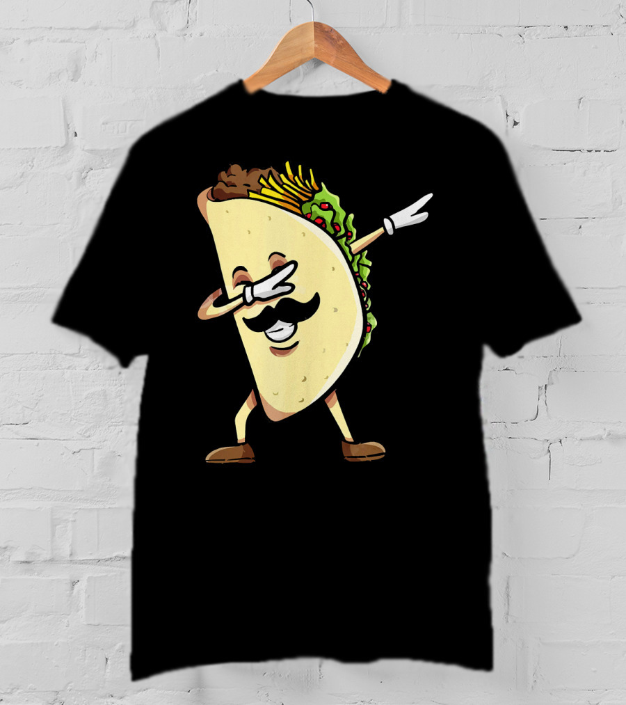 Dabbing Taco Mexican Food Lover With Mustache Dancer T-Shirt