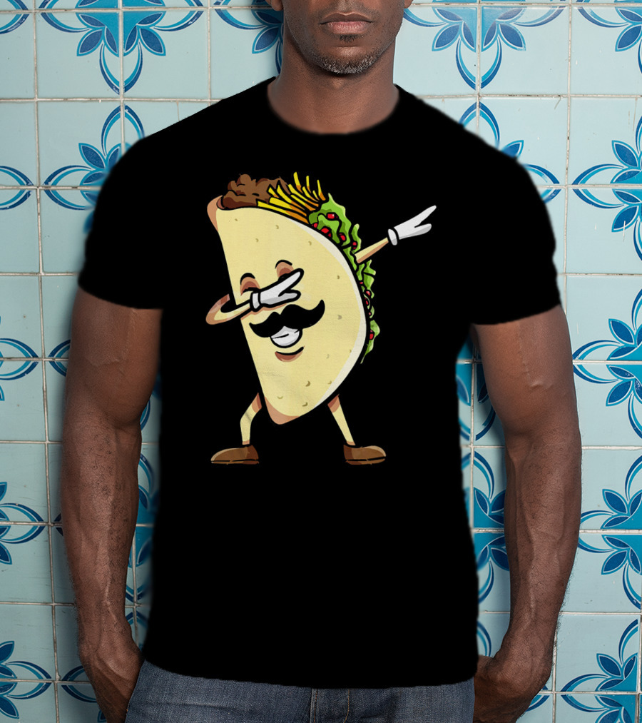 Dabbing Taco Mexican Food Lover With Mustache Dancer T-Shirt
