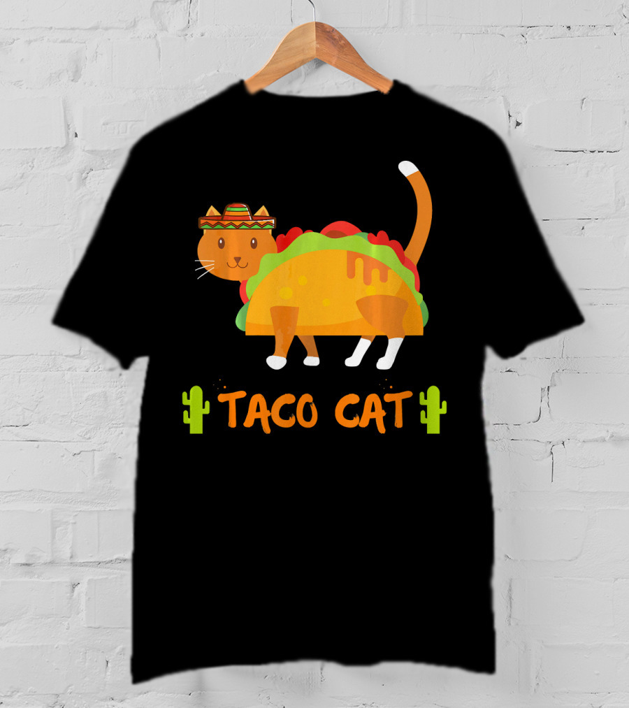 Taco Cat Sombrero With Cactus Fun T-Shirt