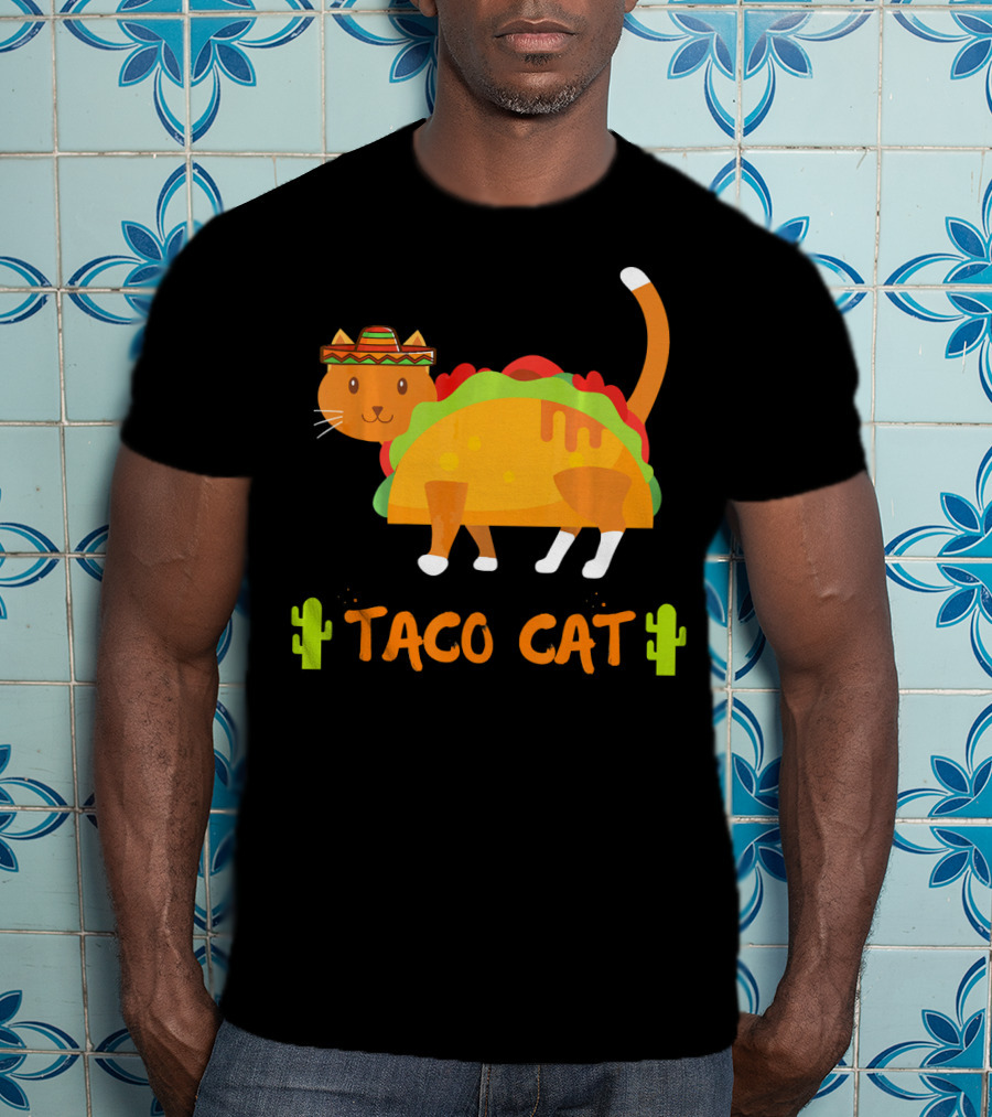 Taco Cat Sombrero With Cactus Fun T-Shirt