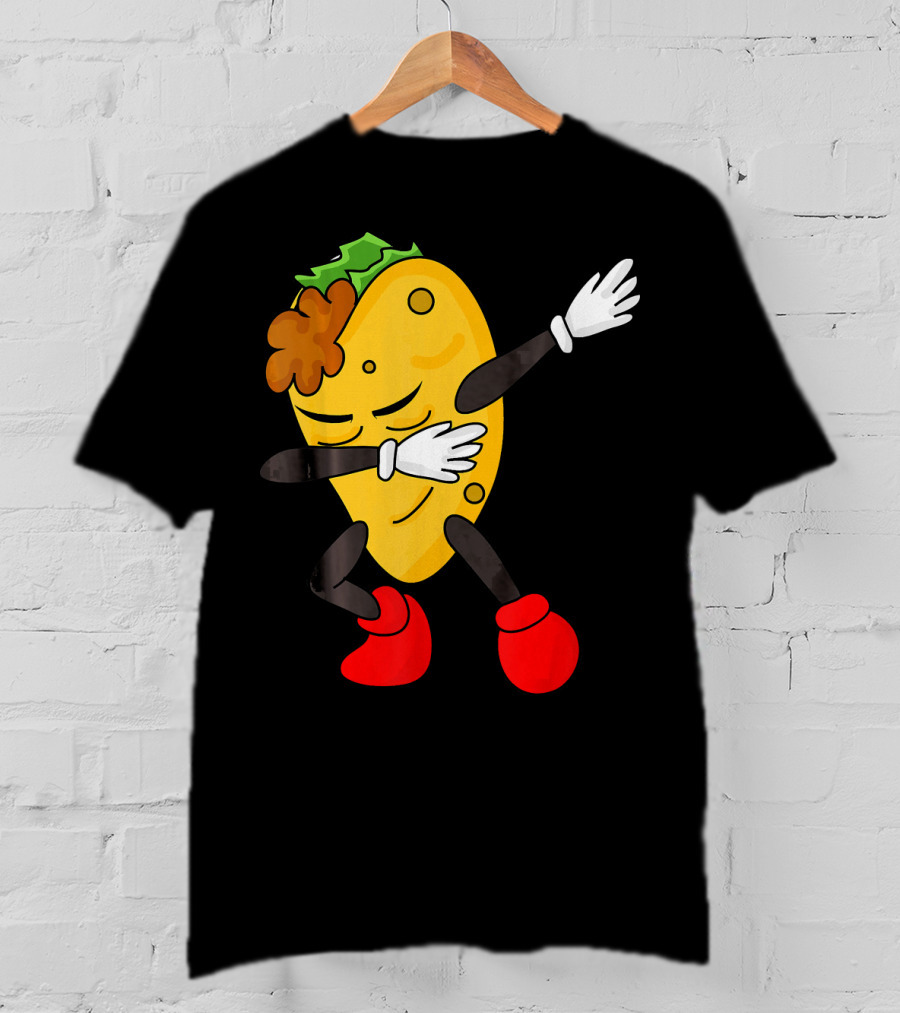 Dabbing Taco Funny Taco Lover Character With Red Shoes T-Shirt