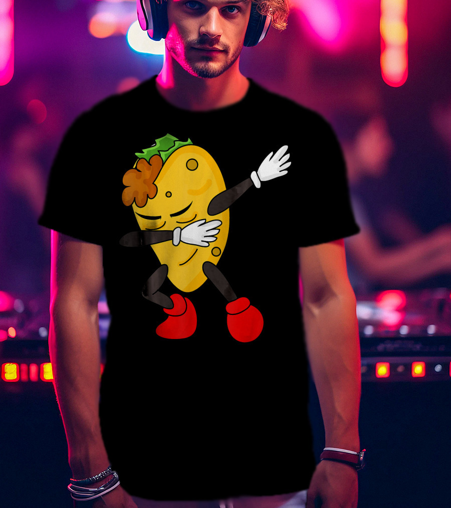 Dabbing Taco Funny Taco Lover Character With Red Shoes T-Shirt