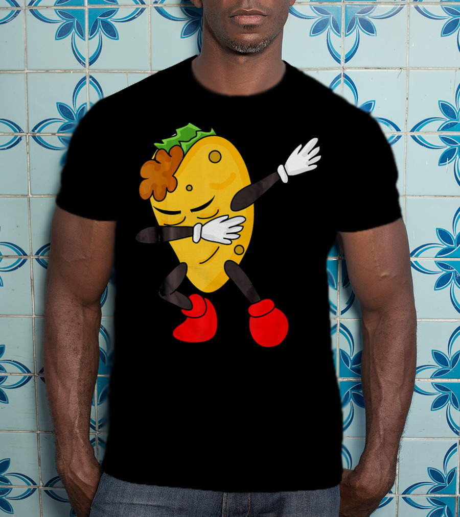 Dabbing Taco Funny Taco Lover Character With Red Shoes T-Shirt