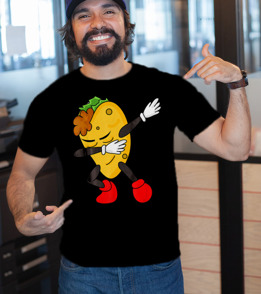 Dabbing Taco Funny Taco Lover Character With Red Shoes T-Shirt