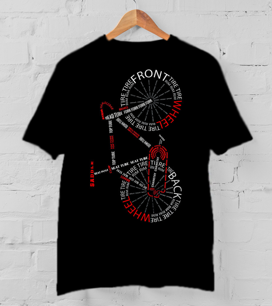 Bicycle Anatomy Front Wheel Back Wheel Saddle Tire Tube Parts T-Shirt