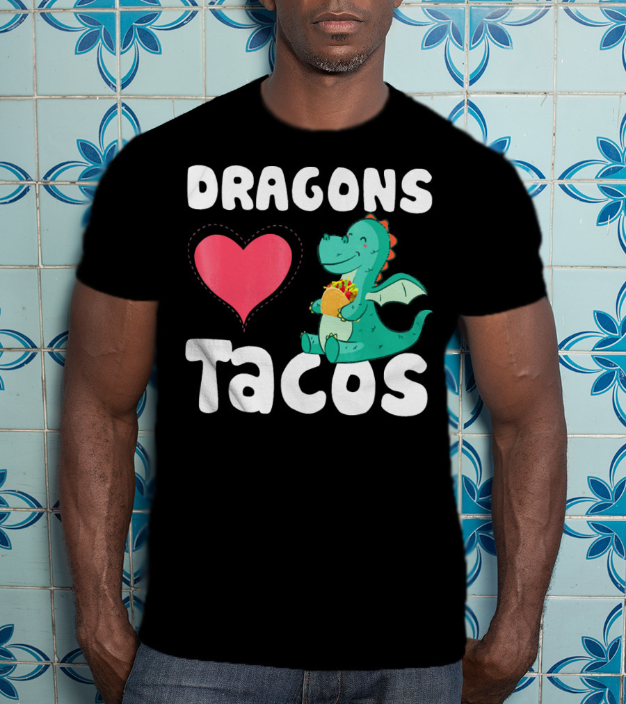 Dragons Love Tacos Heart Dragon Eating Taco T-Shirt