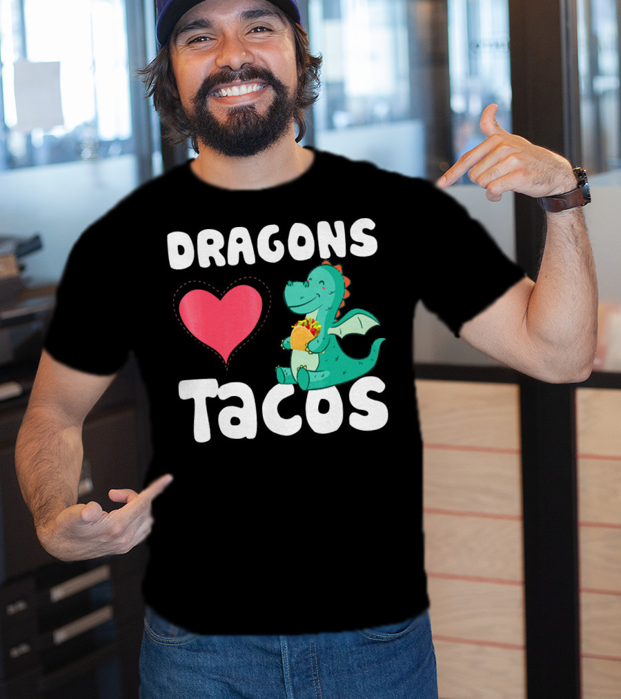 Dragons Love Tacos Heart Dragon Eating Taco T-Shirt