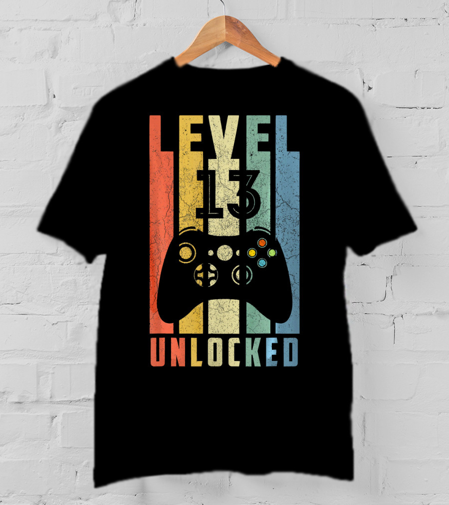 Level 13 Unlocked Video Game Controller Vintage T-Shirt