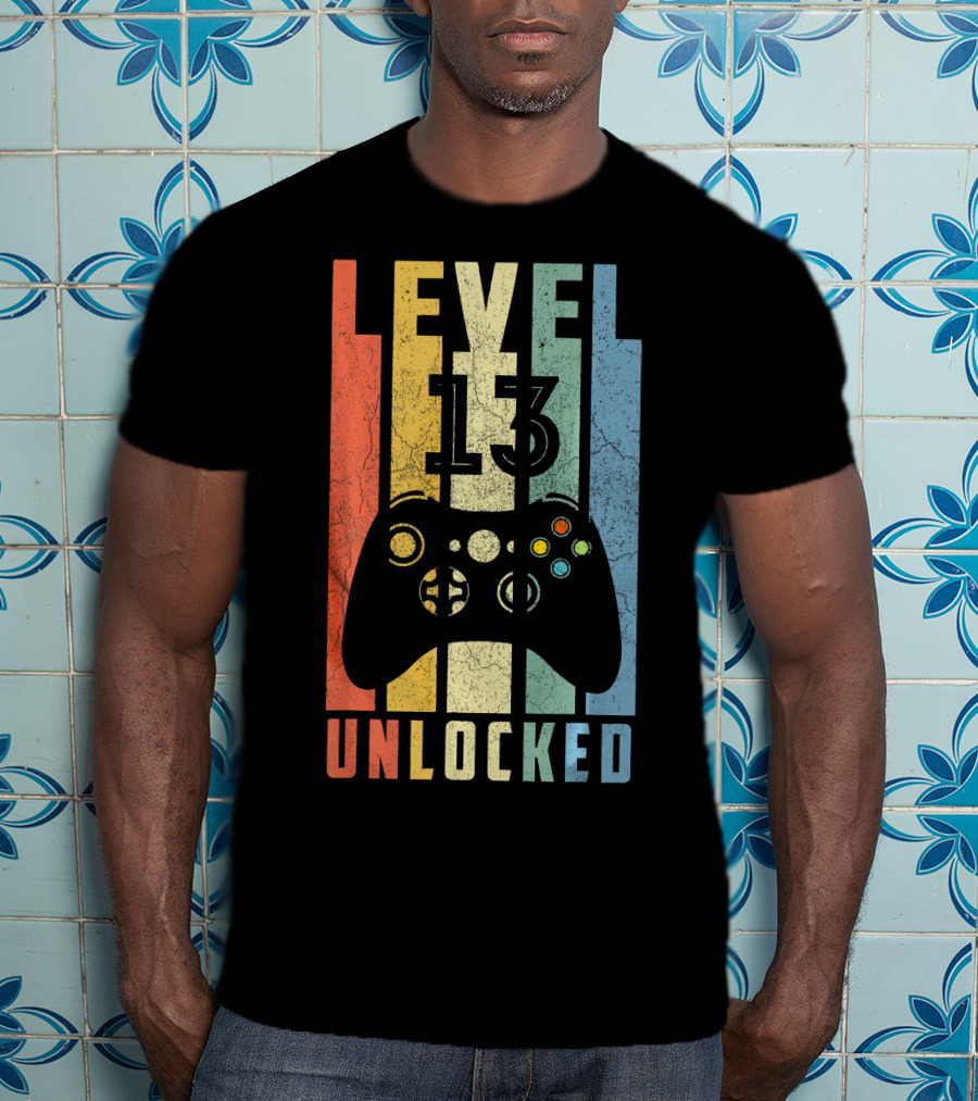 Level 13 Unlocked Video Game Controller Vintage T-Shirt