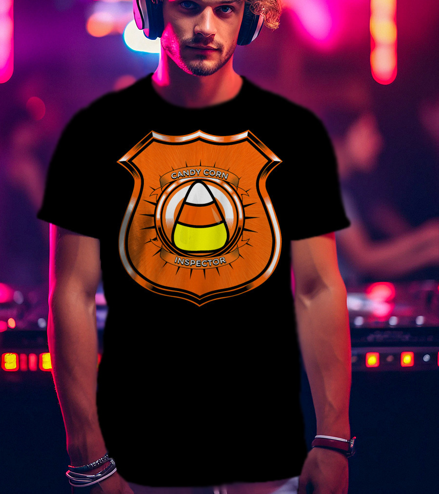 Candy Corn Inspector Police Badge Emblem T-Shirt