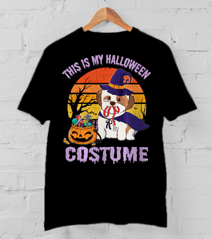 This Is My Halloween Costume Shorkie Dog Witch Pumpkin Candy T-Shirt